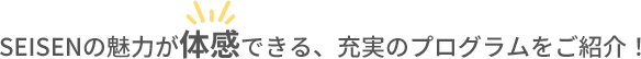 SEISENの魅力が体感できる、充実のプログラムをご紹介！